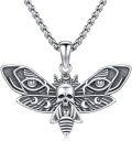 wholesale 925 Sterling Silver Skull Moth Pendant Necklace for Women Men Gothic Halloween  45cm Chain Length-0-0