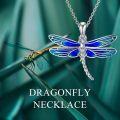 wholesale 925 Sterling Silver Blue Enamel Dragonfly Pendant Necklace with 18+2 Chain for Women-0-1