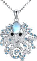 wholesale 925 Sterling Silver Moonstone Octopus Pendant Necklace Sea Life s for Her-0-0