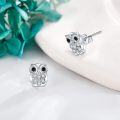 wholesale 925 Sterling Silver Owl Stud Earrings with Cubic Zirconia Accents-0-3