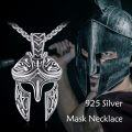 wholesale 925 Sterling Silver Gold Plated Spartan Helmet Pendant Necklaces for Men Women Vintage Greek Warrior Headpiece Charm Chain Gothic Punk Style  45cm Length-0-2