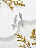 wholesale Silver Cross Pendant Hoop Earrings 925 Sterling Silver Jewelry for Men & Women-0-5