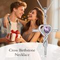 wholesale TOUPOP Birthstone Cross Necklace 925 Sterling Silver Heart Cross Necklace Love Infinity Jewelry Birthday Christmas Gifts For Women Her Girlfriend Wife -0-2