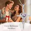 TOUPOP Sterling Silver Birthstone Cross Necklace Heart Infinity Jewelry Gifts-0-2
