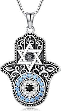 wholesale 925 Sterling Silver Hamsa Hand Evil Eye Pendant Necklace for Women Gifts-Hamsa Evil Eye