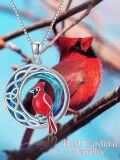 wholesale 925 Sterling Silver Red Cardinal Pendant with Blue Swarovski Crystals and Celtic Knots Necklace for Women-0-5
