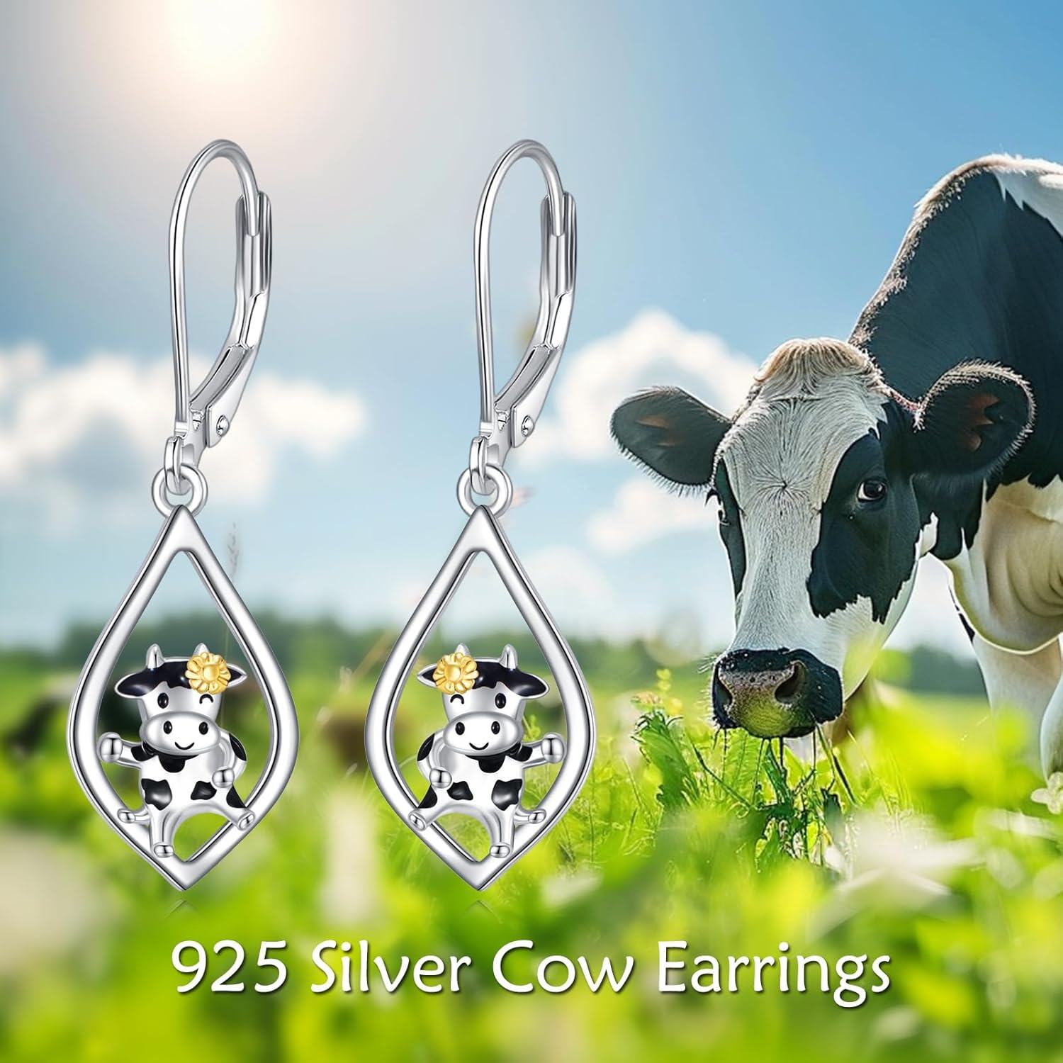 Sterling Silver Moonstone Bee Cow Dragonfly Earrings Animal Jewelry Gift-0-2