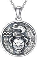 wholesale 925 Sterling Silver Aquarius Zodiac Sign Pendant Necklaces for Women Astrology s-0-0