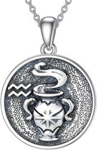 wholesale 925 Sterling Silver Aquarius Zodiac Sign Pendant Necklaces for Women Astrology s-Aquarius necklace