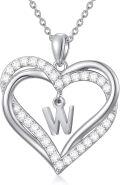 wholesale TOUPOP Heart Initial Necklace 925 Sterling Silver Initial A-z Letter Pendant Necklace Double Heart Jewelry Anniversary Birthday Christmas Gifts For Women Her Wife Girlfriend -0-0