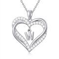 TOUPOP Sterling Silver Heart Initial A-Z Letter Pendant Necklace-0-0