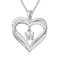 TOUPOP Sterling Silver Heart Initial A-Z Letter Pendant Necklace-undefined