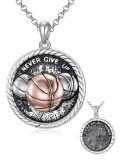 wholesale 925 Sterling Silver Basketball Pendant Necklace Never Give Up Motivational s for Women Men-0-0