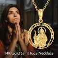 wholesale 14K Gold Round St Jude Thaddeus Medal Necklace Christian Gifts for Women-0-5