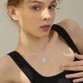 wholesale 925 Sterling Silver Rose and Star Moonstone Heart Pendant Necklace-0-2