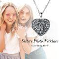 TOUPOP Sterling Silver Heart Photo Locket Sister Friendship Tree Of Life Necklace-0-1