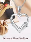 wholesale 925 Sterling Silver & White Sapphire Double Heart Pendant Necklaces for Women - F-G Color Diamonds  Set-0-2