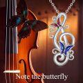 wholesale 925 Sterling Silver Musical Notes & Butterflies Pendant Necklaces Gifts for Women Girls-0-5