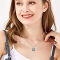 wholesale 925 Sterling Silver Sunflower Tree Of Life Heart Pendant Necklace With Blue Swarovski Crystal-0-3