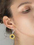 wholesale 925 Sterling Silver Sunflower Leverback Dangle Drop Earrings-0-1