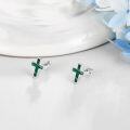 wholesale 925 Sterling Silver Black Enamel Cross Stud Earrings-0-7