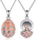 wholesale 925 Sterling Silver Fox in an Easter Egg Locket Pendant Necklace - Gifts for Her-0-0