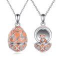 wholesale 925 Sterling Silver Fox in an Easter Egg Locket Pendant Necklace - Gifts for Her-0-0