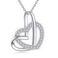 wholesale 925 Sterling Silver Heart Pendant Necklace Wholesale With Cubic Zirconia-0-0