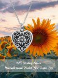wholesale 925 Sterling Silver Heart Sunflower Cremation Pendant Urn Necklace for Ashes with Funnel and Fill Kit - Memorial Keepsake Jewelry-0-4