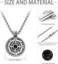 wholesale 925 Sterling Silver  Black Cubic Zirconia Compass Pendant Necklace -0-3