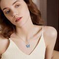 wholesale 925 Sterling Silver Blue Green Abalone Shell Butterfly Pendant Necklace for Women-0-3