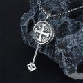 wholesale 925 Sterling Silver Jerusalem Cross Pendant Necklace with Textable Backplate for Women Men Gifts-0-2