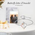wholesale TOUPOP Rose Heart Bracelet For Women Sterling Silver Butterfly Initial Z Letter Link Bracelet Anniversary Birthday Christmas Jewelry Gifts For Her Wife Girlfriend, Large -0-2