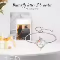 TOUPOP Sterling Silver & Rose Quartz Butterfly Initial Z Link Bracelet-0-2