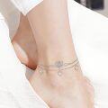 wholesale 925 Sterling Silver Open Heart Charm Ankle Anklet with Celtic Knot and Evil Eye Pendant - Adjustable Size s for Women-0-1
