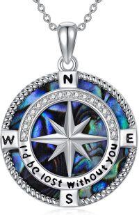 wholesale Sterling Silver Stone Owl Compass Necklace Graduation Gift for Women-Compass B