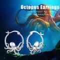 wholesale 925 Sterling Silver Octopus Hoop Earrings Vintage Animal s for Women-0-4