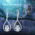 wholesale 925 Sterling Silver Teardrop Moonstone Owl Dangle Earrings - Gifts for Her-0-6