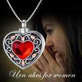 wholesale TOUPOP Rose Flower Urn Necklace For Ashes Heart Crystal Cremation Jewelry For Ashes Flower Memorial Necklace For Girls Women Human Ashes Sterling Silver Urn Necklace For Ashes (red) -0-3