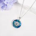 wholesale 925 Sterling Silver Blue Crystal Astronaut & Cat Mommy and Me Pendant Necklace-0-3