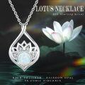 wholesale 925 Sterling Silver Opal & Zircon Lotus Necklace, 18+2 Chain, Elegant Gift for Women-0-4