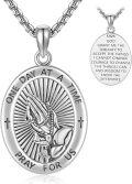 wholesale 925 Sterling Silver Saint Benedict Praying Hands Serenity Prayer Pendant Necklace -0-0