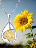 wholesale 925 Sterling Silver Sunflower Pendant Necklace for Women-0-4