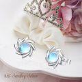 wholesale 925 Sterling Silver Rainbow Moonstone Flower Stud Earrings - Cute Mouse Design Gifts for Women and Girls-0-2