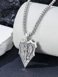 wholesale 925 Sterling Silver Archangel Saint Michael Shield Cross Pendant Necklace for Men Women Catholic Christian Gifts Jewelry 47cm Chain Length-0-2