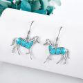 wholesale 925 Sterling Silver Turquoise Horse Shape Dangle Drop Earrings for Women-0-2