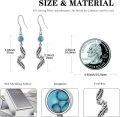 wholesale 925 Sterling Silver Feather & Turquoise Stone Drop Earrings for Women-0-3