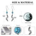 wholesale 925 Sterling Silver Feather & Turquoise Stone Drop Earrings for Women-0-3