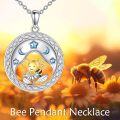 wholesale 925 Sterling Silver Bee Moon Star Charm Pendant Necklace s for Women-0-2