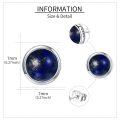 wholesale 925 Sterling Silver Natural Lapis Lazuli Round Halo Gemstone Stud Earrings Gift-0-4